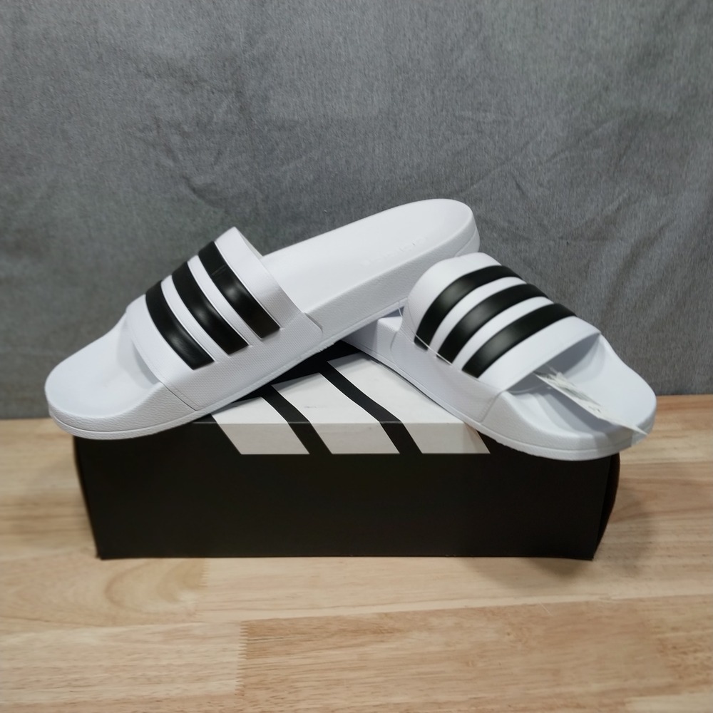 Adidas Adilette Shower Slides Mens Cloudfoam Athletic Sandals 17 White Black